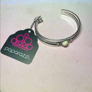 Paparazzi Silver Bracelet with White Accent